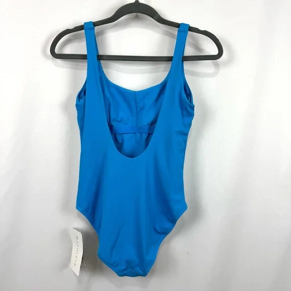 NWT Athleta Women's XS Seascape Blue Ribbed Padded Scoop Back One Piece Swimsuit - Picture 7 of 13